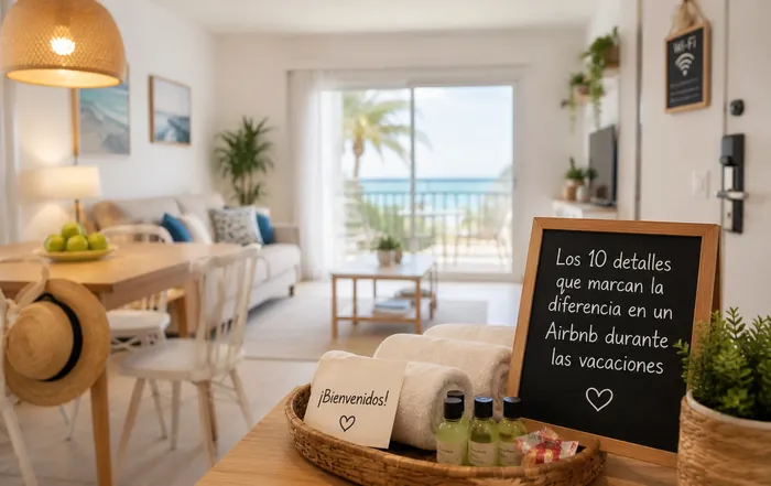 imagen de un apartamento con un letrero que poner detalles las diferencia en un Airbnb durante las vacaciones
